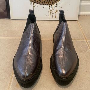 Silver rock n roll creeper boots. TUKs, size 9